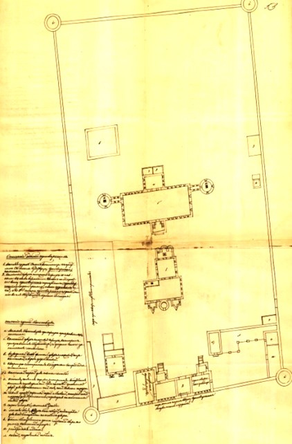 План мужского двора Преображенского богаделенного дома. 1866 г